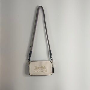 Coach Ivory Crossbody Bag with Multicolor Strap